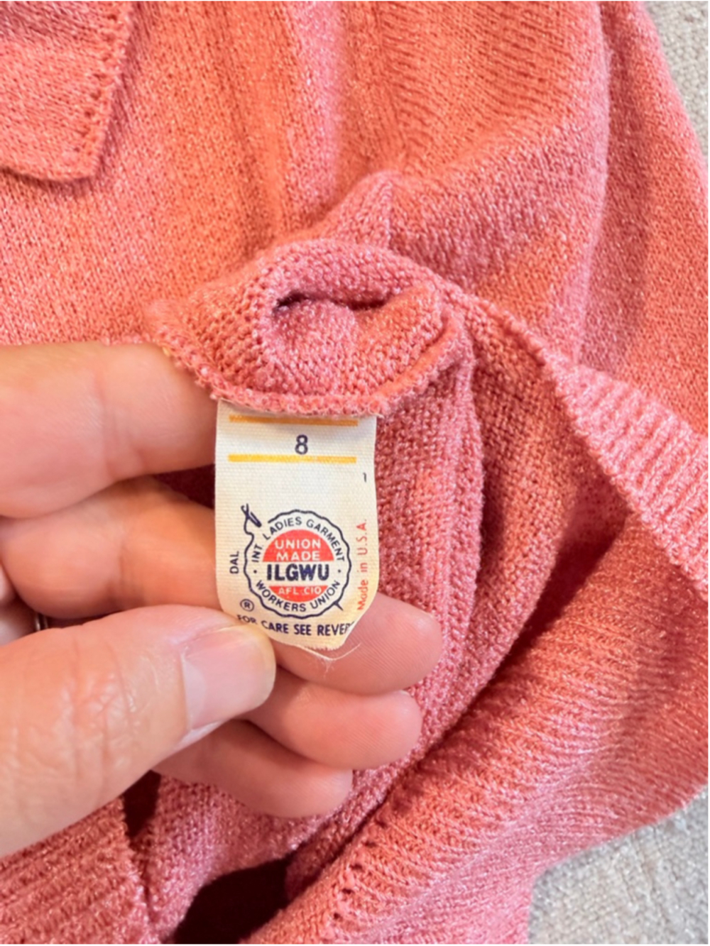 Dalton vintage union made short sleeve knit sweater polo in a dusty rose size 8 - Picture 5 of 9